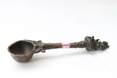 Vintage Old Hand Crafted Copper Religious God Statue Engraved Holy Spoon NH3006 - Image 1 of 4