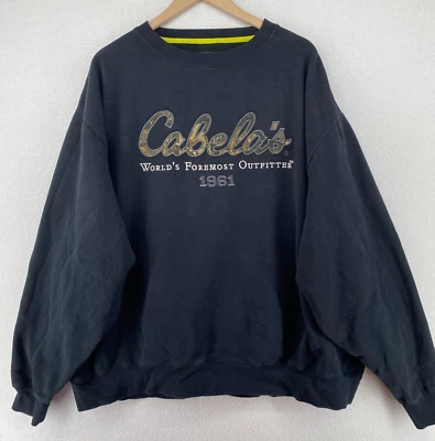 CABELAS Sweatshirt Mens 3XL WORLDS POREMOST OUTFITTER Jumper Pullover Black - Image 1 of 4