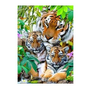 Kit Pittura Diamante Completo "3 Tigri" Parziale Tondo 11"x 15" #128280 - Foto 1 di 1