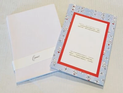 10 tarjetas adicionales y sobres forrados en rojo con imagen de muñeco de nieve de vacaciones Crane & Co Foto 1 de 3