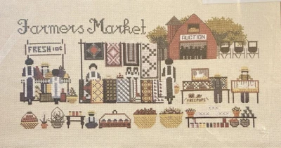 Vtg Rare Told in a Garden Farmers Market Cross St pattern Marilyn Leavitt-Imblum - Image 1 of 2