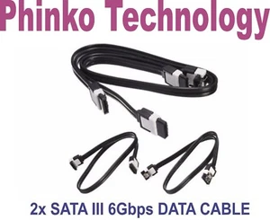2x SATA III 3.0 DATA Cable For Hard Drive, HDD, SSD, DVDRW - Picture 1 of 1