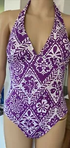 Catalina Women Halter Swimsuit Size Small Purple Stretch One Piece Bathing Suit - Picture 1 of 6