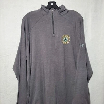 Colorado State RAMS Shirt  1/4 Zip Pullover Under Armour Men's XXL Grey CSU  - Image 1 of 4