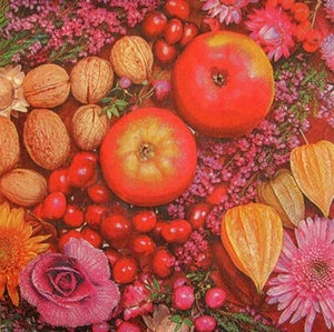 4 servilletas de papel individuales decoupage mesa artesanal otoño frutas y flores 61 - Imagen 1 de 2