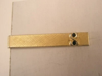 1-5/16" Simple Design Figure Eight Gold Tone Vintage SMALL SWANK Tie Bar Clip - Image 1 of 3