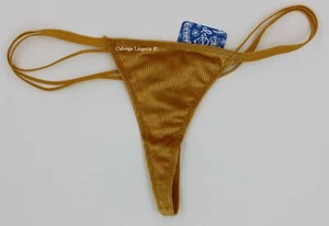 NWT Free People OB682887 "Magic Hour" Ribbed Velvet String Thong, Yellow, M - Picture 1 of 5