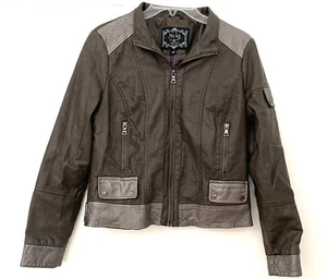 Größe Small Mo-Ka Moka Lederjacke Damen braun Kunstleder Biker-Stil durchgehender Reißverschluss Z1 - Bild 1 von 6