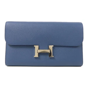 HERMES PHW Constance Long Wallet Epsom Leather Bleu Agate - Picture 1 of 12