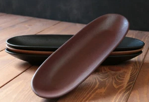 Primitive Wood Tray 16 inch Burgundy Rustic Oval Dish for Potpourri or Candles - Picture 1 of 3