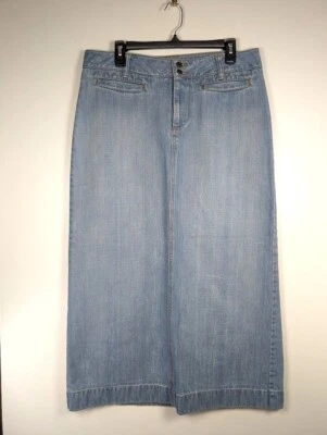 Maxi falda vaquera azul marino antigua para mujer talla 12 Y2K grunge boho occidental tiro ultra bajo Foto 1 de 4