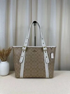 COACH ASHTON TOTE CN328 Shoulder Bag Khaki/Saddle Women's Bag Outlet NEW - Picture 1 of 9