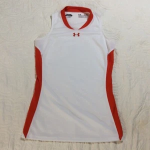 Under Armour Women's Semi-Fitted Heat Gear Sleeveless V-Neck Top White Orange XS - Picture 1 of 7