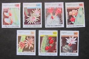 Cambodga, 1990 Flowering Cactuses set, 7v, CTO - Picture 1 of 1