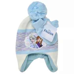 Disney Frozen Scandi Beanie and Mittens Set for Kids, Anna Elsa Hat and Mittens - Picture 1 of 3
