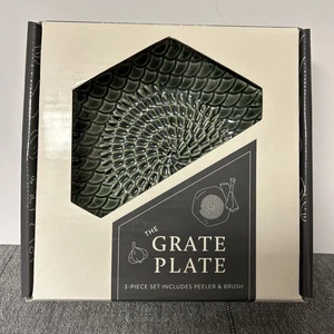 The Grate Plate Cerámica Plato Rejilla Cepillo Pelador Ajo Queso Jengibre - Imagen 1 de 4