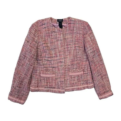 Blazer vintage Crazy Horse de Liz Claiborne para mujer grande Barbie rosa tweed años 90 Foto 1 de 4