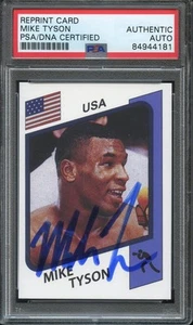 Mike Tyson Signed/Auto 1986 Panini #153 Reprint (RC) PSA/DNA Auto HOF  - Picture 1 of 2