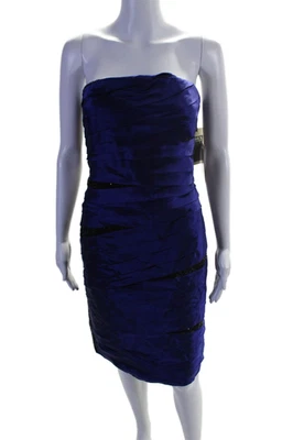 Vestido de cóctel Redux Charles Chang-Lima para mujer sin tirantes lentejuelas satinado azul 12 Foto 1 de 4