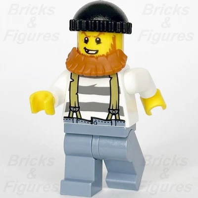 LEGO City Crook Minifigure with Black Knit Cap Orange Beard Police 60066 Used - Image 1 of 3