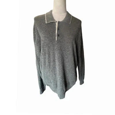 Patrick James West Coast Classic Dark Gray Cashmere Polo Long Sleeve Mens XL - Image 1 of 4