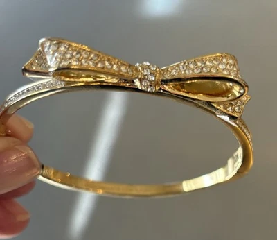 KATE SPADE Gold “Love Notes” Pave Bow Hinged Bracelet (comes Gift Wrapped) - Image 1 of 4