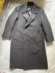 Vintage London Fog Wool Overcoat Men’s 44 Reg Charcoal Gray Trench Coat USA Made - Picture 1 of 15