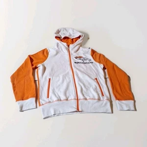Sudadera con Capucha De Colección Denver Broncos Para Mujer S Cremallera Completa Bolsillos NFL Logo Naranja/Blanco - Imagen 1 de 24