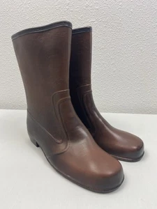 Sears Vintage Rain Boots Waterproof Sherpa Lined Brown Heel Womens Sz 8M - Picture 1 of 10