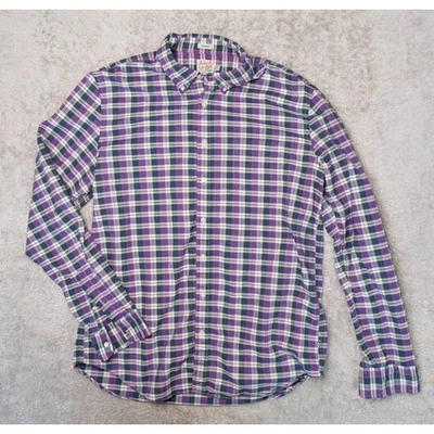 J. Crew Purple and Green Classic Long Sleeve Button Down Oxford Shirt Mens XLT - Image 1 of 4