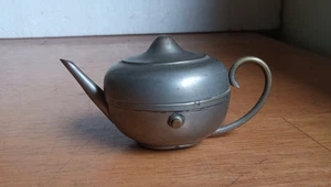 1870s TINY BRASS TEAPOT FIGURAL TRAVELER'S NON SPILLING INKWELL W/GLASS BOTTLE - Picture 1 of 11