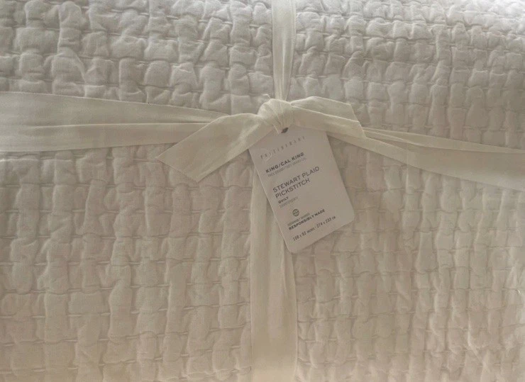 Pottery Barn Pick-Stitch STEWART Plaid KING Quilt Двустороннее Рождественское Новое с ценниками - Изображение 1 из 3