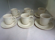 LOT of 6 Corning Corelle WINDFLOWER Cup & Saucers Coffee Mug Tea Beige Made USA