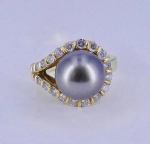 BAGUE DUBAIL PARIS OR 18k PERLE NOIRE DE TAHITI DIAMANTS - Picture 1 of 10