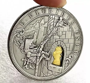 Roman Booteen Rapunzel Naughty Medieval Knight Moving Coin Hobo Nickel Dollar - Picture 1 of 4