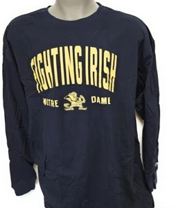 Mens Champion NCAA Notre Dame Fighting Irish B&T Blue Long Sleeve B&T Shirt - Picture 1 of 2