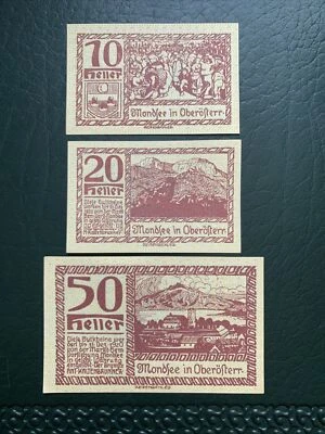 52838 Notgeld Unc Banknotes Great Color 10, 20, 50 Set, Emergency Heller Crisp - Image 1 of 2