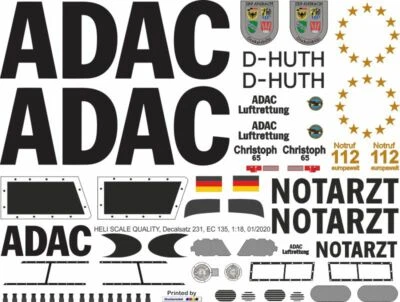 Decals 231 EC 135 ADAC D-HUTH Christoph 65 - Bild 1 von 2