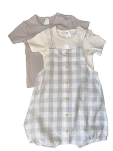 New H&M Baby Exclusive 3 piece Romper Suit Size 2T natural colors gray/beige - Picture 1 of 10