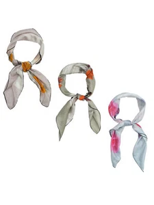 LIGHT GRAY PINK GRAY SPECKLED SILK SCARF 3-PACK - Picture 1 of 8