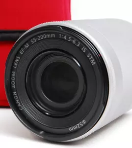Mint Canon EF-M 55-200mm f/4.5-6.3 IS STM Silver Lens caps pouch From Jpn #5091 - Picture 1 of 14