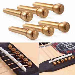 6Pack Acoustic Guitar Brass Bridge Fixed Pins Cone String Dot Solid String Nails - Picture 1 of 9
