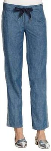 Tory Burch Blue Rinse Allegra Ribbon Pant Pants Jeans $225 NWT 25 - Picture 1 of 1