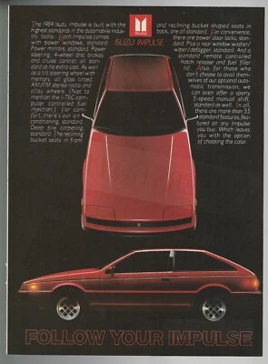1984 ISUZU IMPULSE advertisement, Isuzu Impulse print ad, red coupe Foto 1 de 3