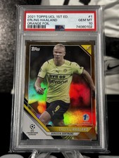 2021-2022 Topps UEFA 1st Edition Erling Haaland Orange Foil /25 PSA 10