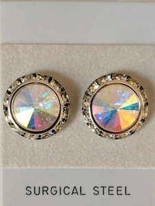 CRYSTAL AB PIERCED EARRINGS go with horse show number magnets Rivoli Crystals - Picture 1 of 1