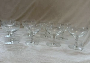 8 Coppie Champagne in Vetro Cristallo Inciso Vintage 4" - Foto 1 di 4