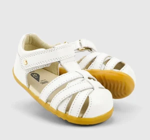 Bobux Size 21 Step Up Sandals White Su Cross Jump Infant Leather Flat Shoe - Picture 1 of 13