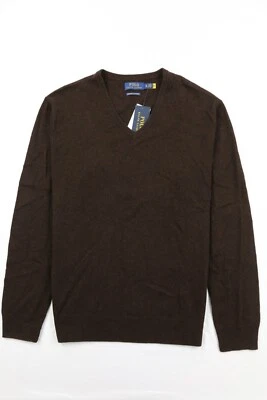 Polo Ralph Lauren Marrón Lavable Cachemira Pullover Tejido Suéter Para Hombres XL Cuello en V Foto 1 de 4