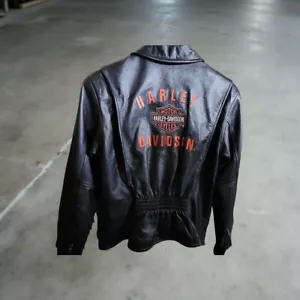 Harley Davidson HD Logo schwarz Leder Motorrad Moto Biker Jacke Damen Medium - Bild 1 von 21